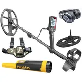 Nokta Metalldetektor Triple Score Metalldetektor Pro mit gratis Accupoint und Beinholster schwarz