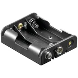 goobay Batteriehalter für 3x Mignon mit Druckknopf – Batterie Halterung Elektronik (Kunststoff)