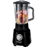 Russell Hobbs Standmixer [1,5l Glasbehälter] Matt Schwarz (starker 0.9PS Motor, Impuls-/Ice-Crush-Funktion, Edelstahlmesser, BPA-frei Mixer, elektrischer Zerkleinerer, Smoothie-Maker) 24722-56