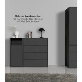 mokebo mokebo® Wäscheschrank Schwarz, Holzwerkstoff, 41x95x40 cm, Ordnen & Aufbewahren, Wäschekörbe & Tonnen