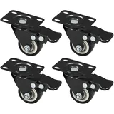 HMF 6710 Schwerlastrollen mit Bremse Polyurethan, 4 Stück 38 mm, bis 300 kg, Schwarz