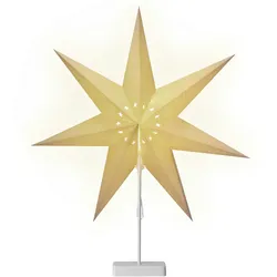 Casaria LED Weihnachtsstern mit Ständer Beleuchtet 60 cm creme Papierstern Weihnachten Weihnachtsdeko Leuchtstern Dekostern Adventsstern