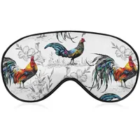 Neuartige Verdunkelungs-Augenmaske, Hahn-Silhouette, Blumen-Blumendruck, Schlafmasken, Schlafmaske, Augenbinde, Augenschutz, Augenschutz mit verstellbarem Riemen, für Männer, Frauen, Teenager, Junge