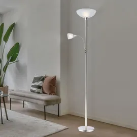 GLOBO Lighting - Stehleuchte Deckenfluter Wohnzimmerlampe Schlafzimmerleuchte Stehlampe, Metall Glas nickel Chrom, RGB LED dimmbar Fernbedienung, 1x E24 1x E27, 8,5W 806Lm 3000K warmweiß, H 178cm