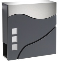 Wiltec 60567 Briefkasten V28 Anthrazit und Edelstahl 370 x