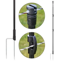 10x VOSS.farming Fiberglaspfahl, 125cm, Ø 13mm, rund, 2 Spitzen, schwarz