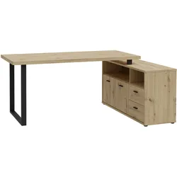FORTE Eckschreibtisch Goldsboro Braun Artisan Eiche