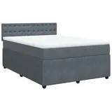 vidaXL Boxspringbett mit Matratze Dunkelgrau 140x200 cm Samt