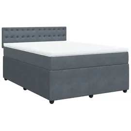 vidaXL Boxspringbett mit Matratze Dunkelgrau 140x200 cm Samt