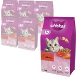 whiskas Adult 6x1,4 kg Trockenvollnahrung für ausgewachsene Katzen mit Rindfleisch