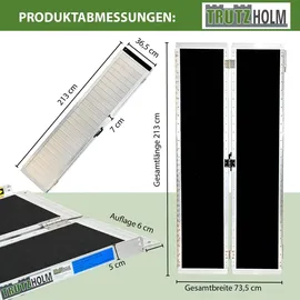 Trutzholm Rollstuhlrampe klappbar 213 cm Traglast 272 kg Alu grau schwarz beschichtet