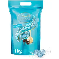 Lindt LINDOR Schokoladen Kugeln Stracciatella | 1 kg Beutel, wiederverschließbar | ca. 80 weiße Schokolade mit Kakaosplittern | Großpackung, Pralinen-Geschenk, Schokoladengeschenk