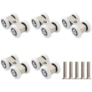 Zasvec Rollen für Schiebetüren 5 Stück Rollwagen für Schiebetore Schiebetür Beschlag Laufrollen Schiebetür Kugelgelagert für 20mm Laufprofil 4 Rollen Laufrollen 42x21,5mm