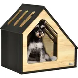 PawHut Hundehütte aus Holz Indoor Katzenhöhle Katzenhaus Hundeschlafplatz mit Kissen mit schrägem Dach 60 x 40 x 59,2 cm