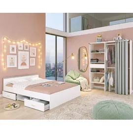 58 aufm Kessel Stauraumbett Parisot Mega 140 x 200 cm Spanplatte Holzdekor weiß