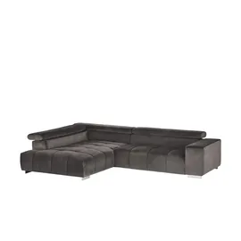 U N O Sports uno Ecksofa aus Samt Origo ¦ grau ¦ Maße (cm): B: 308 H: 70 T: 225.0