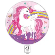 Procos Einhorn Pappteller Party-Geschirr 3 St. Regenbogenfarben