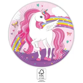 Procos Einhorn Pappteller Party-Geschirr 3 St. Regenbogenfarben