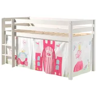 58 aufm Kessel Kinderbett Karolina 210 x 114 x 106 cm Kiefer massiv weiß Textilset Princess 1