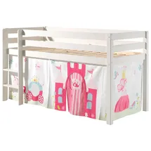 58 aufm Kessel Kinderbett Karolina 210 x 114 x 106 cm Kiefer massiv weiß Textilset Princess 1