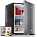 Arebos Getränkekühlschrank AR-HE-MKS40, 55.9 cm hoch, 42 cm breit, 3-Stufen Thermostat, Türanschlag wechselbar, Glasablagen, 2 Türfächer schwarz