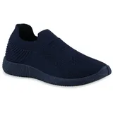 VAN HILL 21711744 MD8802(B) Damen Sportschuhe Dk. Blue 44 Slip-On Sneaker Damen Slip Ons Sportschuhe Sportliche Strick Profil-Sohle blau 44 EU