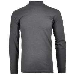 RAGMAN Herren Stehkragen-Pullover - Langarm Basic Stehkragen Regular, Single Jersey, einfarbig Dunkelgrau L