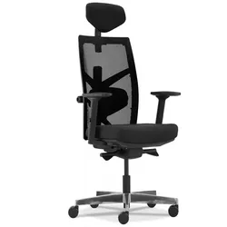Ergonomischer Bürostuhl aus Schwarzem Textil | Bürostuhl mit Synchronmechanik und Höhenverstellbaren Armlehnen | Moderner Stil | Kadima Design