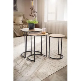 KADIMA DESIGN Satztisch Metall Rund, 3er Set, Aluminium Gold/Schwarz. | Gr.: onesize