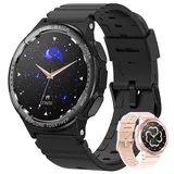 MODFU Smartwatch, Smartwatch Damen Herren, 1,3" Fitness Tracker Uhren für Android iOS, IP68 Wasserdicht Pulsmesser Schrittzähler Aktivitätstracker - Schwarz