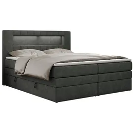 MKS Meble Boxspringbett Dunkelgrau, Textil, 2-Sitzer, H4, Rechteckig, 180x200 cm, Schlafzimmer, Betten, Boxspringbetten