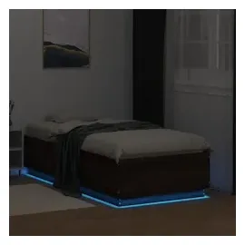 vidaXL Bettgestell mit LED Braun Eichen-Optik 90x190 cm Holzwerkstoff
