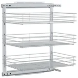 vidaXL Küchen-Drahtkorb 3-stufig Ausziehbar 47 x 35 x 56 cm Silber