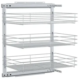 vidaXL Küchen-Drahtkorb 3-stufig Ausziehbar 47 x 35 x 56 cm Silber