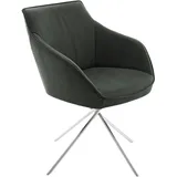 Koinor Armlehnstuhl, Edelstahl, Dunkelgrün, Metall, Leder, Echtleder, Büffelleder, Rundrohr, Drehkreuz, 60x84x67 cm, Goldenes M, Dgm, Lederauswahl, Stoffauswahl, Typenauswahl, Gestellauswahl, automatische Rückholfunktion, Sitzfläche 320° drehbar, Esszimmer, Stühle, Esszimmerstühle, Armlehnenstühle