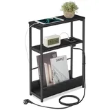 VASAGLE Beistelltisch mit 3 Ablagen schmal ebenholzschwarz-tintenschwarz