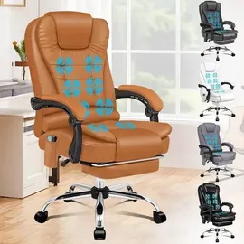 Ergonomischer Bürostuhl Leder Braun