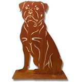 Terma Stahldesign Rost Hund Rottweiler lebensgroß Metall Gartenfigur Handmade Germany wetterfest Gartendeko Tierfigur Grabdeko Geschenk