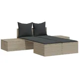 vidaXL Doppel-Sonnenliege mit Kissen Hellgrau Poly Rattan 104 x 162 x 30 cm