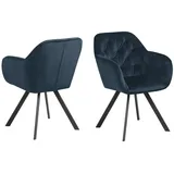 freiraum Armlehnstuhl Lola, in marineblau, Polyester, Stahl - 57,5x81,5x61,5cm (BxHxT) blau