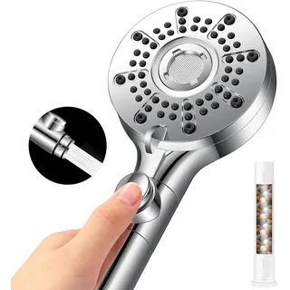 Duschkopf mit Filter, Hochdruck Brausekopf Dusche mit 5+1 Strahlarten, Spardusch