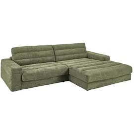 KAWOLA Ecksofa Lana Cord Recamiere rechts olivgrün
