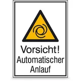 Betriebsausstattung24 Warn-Kombischild Vorsicht! Automatischer Anlauf 13,1 x 18,5 cm