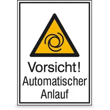 Betriebsausstattung24 Warn-Kombischild Vorsicht! Automatischer Anlauf 13,1 x 18,5 cm