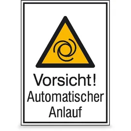 Betriebsausstattung24 Warn-Kombischild Vorsicht! Automatischer Anlauf 13,1 x 18,5 cm