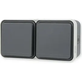 Berker 47753525 Steckdose 2fach waagerecht mit Klappdeckel, 4 Schieber, W.1,grau