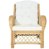vidaXL Sessel mit Kissen Natur-Rattan und Leinen