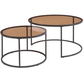 [en.casa] Couchtisch 2er Set Kokkola Rauchglas, braun