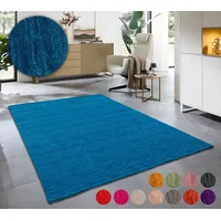 OTTO home Wollteppich OTTO HOME "Karchau", blau, B:40cm H:13mm L:60cm, Schurwolle, Teppiche, Handweb Teppich, meliert, reine Wolle, handgewebt, brilliante Farben