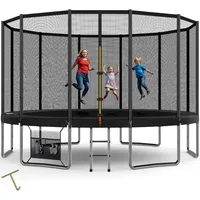 Devoko Trampolin Outdoor Ø 183/228/305/366/427 cm, Indoor Trampolin Kinder Gartentrampoline, Komplettset mit Schuhnetz, Leiter, Randabdeckung, Sicherheitsnetz